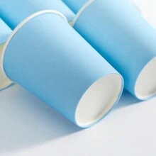 9oz Disposable Party Paper Cups, Multicolored, Suitable For Water, Juice, Coffee Or Tea, Suitable For Weddings, Parties, Picnics, BBQs, Travel And Events - Baby Blue - View 4