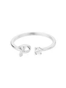 1Pc Minimalist Initial Open Ring Cubic Zirconia Alphabet Letter Rings Fashionable Jewelry Accessories(No Gift Box)