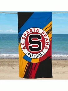 1 条斯巴达布拉格足球俱乐部图案超细纤维沙滩巾，轻盈吸水，非常适合海滩、泳池、露营和旅行，极致舒适 - 彩色 - 查看 8