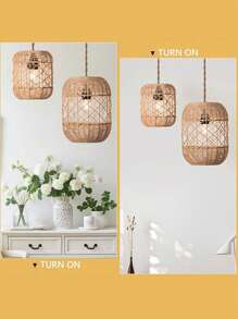 1pc Handwoven Paper Rope Lampshade - Bohemian Pendant Light Cover For Restaurants, Bars, Homes, And Tea Rooms - Unique And Artistic Hanging Lighting Decor