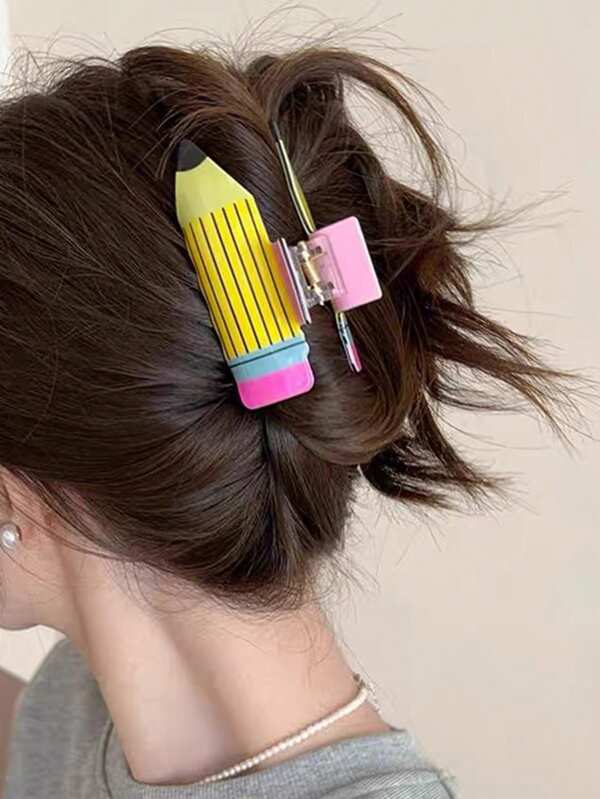 1 pieza Clip de pelo en forma de lápiz personalizado de 9cm/3.54in para mujer, accesorio de pelo elegante y versátil adecuado para salidas diarias, ocio, fiestas, viajes, peinado, lavado de cara, baño, maquillaje, combinación de atuendos
