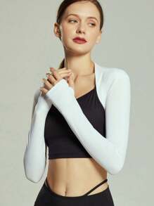 1pc Shoulder Arm Sleeve Summer Sun Protection Shawl Sleeve Outdoor Cycling Solid Color Lightweight Sporty Cardigan Jacket Crop Top Elegant Small Capelet Shoulder Sleeve Jacket For Women