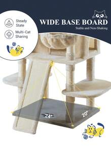 Allewie 68 Inches Multi-Level Cat Tree House With Condo, Sisal Scratching Posts, Cozy Plush Cat Perches, Hammocks, And Play Balls - Smokey Grey, Light Grey, Pink, Leopard Print – Large Cat Tower Activity Center For Indoor Cats And Kittens - Árbol Para Gatos Grandes Con Casa, Rascadores De Sisal, Perchas Acolchadas, Hamacas Y Juguetes Para Gatos De Interior * Bed Frame Queen Queen Bed Frame Bed Frame Full Full Size Bed Frame King Size Bed Frame Twin Bed Frame Room Decor Home Decor Christmas Decor Bedroom Decor Valentine Day Decor Storage Living Room Decor Furniture House Decor - 米色 - 查看 8