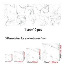 10 miếng dán tường giả gạch men họa tiết đá cẩm thạch, giấy dán tường PVC tự dính 2D hiện đại, có thể tháo rời, thích hợp trang trí nhà cửa, nhà bếp, phòng ngủ, tường và sàn nhà. - Nhiều màu - Xem 3