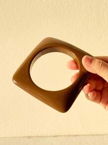 1 件复古不对称几何棕色扎染树脂手链，时尚夸张魅力厚款新款堆叠手镯首饰女士