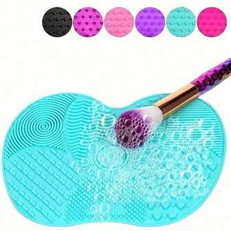 Silicone Apple Shape Makeup Brush Cleaning Pad With Suction Cup, Beauty Tool Makeup Brush Cleaning Mat