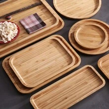 Bandeja de madera de bambú estilo japonés, bandeja rectangular de bambú, plato de madera, bandeja de madera, plato redondo, bandeja para taza de té, bandeja para servir barbacoa/aperitivos/fruta con compartimentos, bandeja multiusos para el hogar, invitados, sala de estar, restaurantes, cafeterías