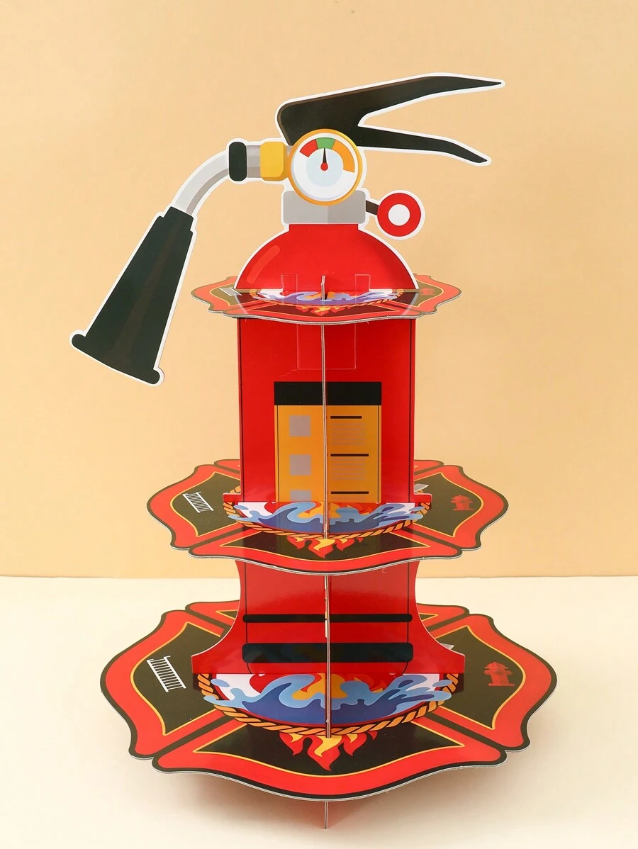 1pc Fire Extinguisher Shaped Cake Stand, Firefighter Themed Birthday Party Decoration, Food Display Rack For Firefighter Party Cakes, Baby Shower Decor - Fire Extinguisher - View 1
