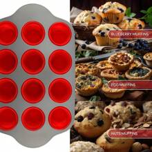 Non-Stick 12 Cup Silicone Muffin Pan With Steel Frame Anti-Warp, Durable & Easy To Pop Silicone Muffin Tin - Perfect Cupcake Pan - 12 Cup Steel Frame - View 9