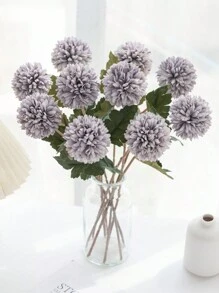 1/5/12PCS仿真球菊花绣花球婚庆装饰家居花瓶摆件餐厅客厅卧室床头插花新娘手捧花腕花胸花材料生日派对装饰材料新年情人节礼物 - 灰紫色 - 查看 6