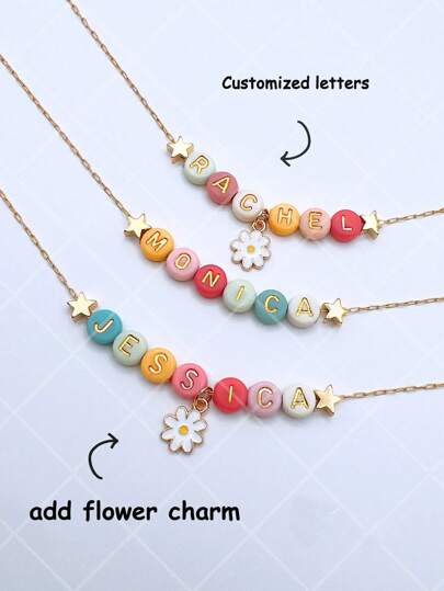 1pc Customized Retro Letter Text Name & Blessing Ceramic Beads Stackable Bracelet Set, Suitable As Valentine's Gift For Women, Comes In Ceramic Chinaware Letter Round Tag Ceramic Beads Stretch Bracelet, Vintage Elegant High-End Accessory For Family