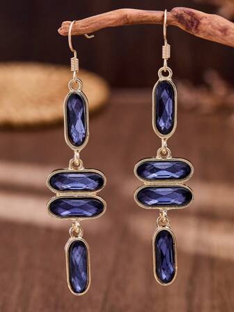 MONLOTTI 1 Pair Vintage Bohomian Western Cowgirl Cowboy Style Two-Color Gemstone Woman Dangle Earrings, Minimalist Elegant Bohemian Earrings, Women's Jewelry, Suitable Daily, Festival, Party Wear, Woman Gift,My Orders Recently Purchased