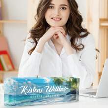 1个个性化办公室铭牌 - 27种款式，可定制办公桌铭牌，办公桌装饰礼品，男女皆宜，亚克力办公桌铭牌，适用于教师、同事、员工、老板（夏日海风），圣诞礼品用品 - 彩色 - 查看 9