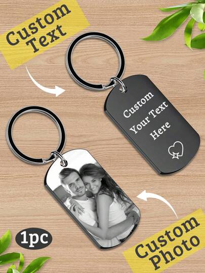 1/2 st anpassade foto- och textnyckelringar i rostfritt stål, anpassade dubbelsidiga nyckelringar för kvinnor, personlig gravyrnyckelring för män, berlocker för män och kvinnor, anpassad nyckelring för par, anpassad nyckelring för pojkvän, personlig alla hjärtans dag-present, familjenyckelring, husdjursnyckelringar paljetter vintage, unisex, casual, sötnosar anpassade, personlig, unik, delikat romantik, funktionell chic