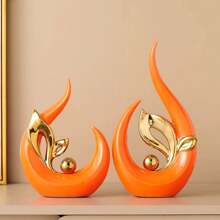 1/2 PCS White Silver Home Decor Accent Ceramic Statue Abstract Sculptures Centerpieces Mid Century Modern Decor For Tables Coffee Table Top Decorations For Living Room Desktop Shelf Dining Room Kitchen,Suitable For Home Decor, Bedroom Decor, Office And Students, The Best Christmas Gift,Wintertime Valentine's Day Gift,Decorative Items For Eid Al-Fitr In The Middle East