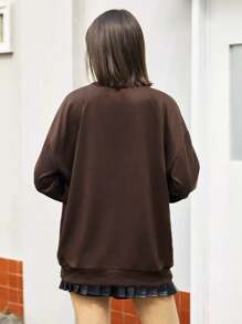 Women's Round Neck Sweatshirt, Sports Style, With New York Bear Doll Pattern. Suitable For Gatherings, Sports, Outdoor Leisure And Other Scenarios, This Is The Autumn And Winter Version