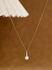 Colar de pérolas de prata esterlina S925 com diamante, colar de noiva, colar de casamento, colar de mãe, presente de dia das mães, presente de madrinha