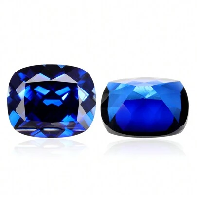 一颗 100% 实验室培育蓝宝石长垫形切割宝石，用于制作吊坠高级珠宝制作材料 DIY