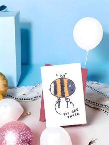 1pc Bee's Knees Greeting Card, Funny Insect Illustration Friendship Birthday Congratulations, Cute Drawing Paper Material
