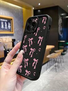 1个时尚蝴蝶结图案全包防摔手机壳，简约设计，兼容苹果/OPPO/vivo/红米系列，防水防震防刮，国际版，非国内版 - 黑色 - 查看 4