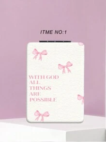 1 件简约 Y2K 紧凑型折叠化妆镜，带 PU 皮套，超薄便携手持镜，带不锈钢金属框架，适合所有场合和所有人