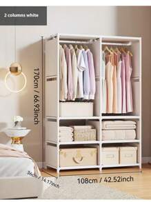 1pc Portable Wardrobe Closet, Sturdy & Dustproof Clothing Rack For Home Bedroom, Rental House, Dorm, Organizer Storage Bedroom, Organizer, Home Storage, For White T-Shirt Women, Black Pants Women, Ladies Winter Clothes, Dress, Winter Clothes For Ladies, Elegant Woman Dresses, White Shirt For Ladies, Long Sleeve, White Jumpsuit For Women, Spring Dresses For Women, Spring Outfits For Women, Spring, Spring Clothes, Minimalist, Summer Tops Storage