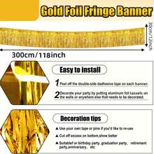 10Ft Metal Foil Tassel Banner, Metal Tassel Curtain Wall Hanging Background Tinsel Drapes Skirting Decor, Suitable For Decorating Parade Floats, Single Party, Weddings, Birthdays, Halloween, Easter Day, Party Decorations, Back To School Valentine Day