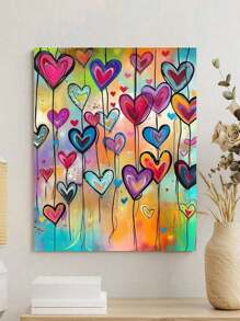 DIY数字油画套装，画布材质，轻松绘制爱心图案，家居墙面装饰礼品 - 彩色 - 查看 2