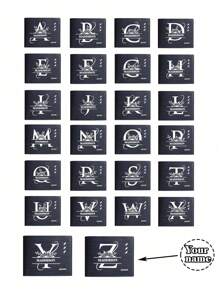 Customizable Men's Wallet, Personalized Name Faux Leather Cardholder, Business Style, Short Bifold - Royal Blue - View 2