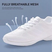 Women's And Girls' Sneakers, Breathable Upper, Rubber Sole Multifunctional Walking Shoes, Non-Slip, Suitable For Cheerleading, Dance Training, Walking,Ball Sports - 白色 - 查看 4
