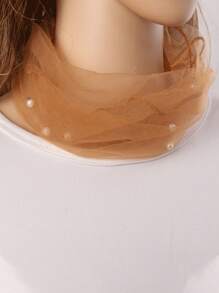 1pc Faux Pearl Decor Multi-Functional Neck Scarf (Faux Pearl Placement Is Random) Valentines