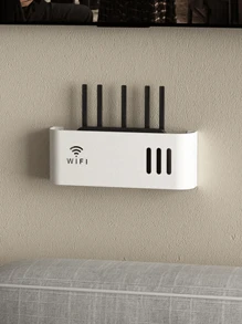 1pc WIFI Router Plastic Storage Box, Wall Mounted No Drilling Required, Suitable For Home,Bedroom,Wall Or Desktop - Multicolor - View 3
