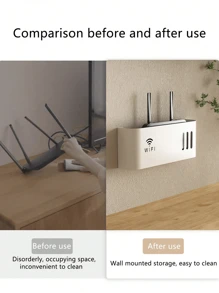 1pc WIFI Router Plastic Storage Box, Wall Mounted No Drilling Required, Suitable For Home,Bedroom,Wall Or Desktop - Multicolor - View 4