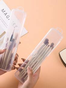 Transparent Rectangle Nail Art Tool Storage Box Set, Including Nail File Buffers, Nail Art Pen Holder, Nail Drill Storage, Nail Gel Pen Organizer, Sponge Holder, Portable Long Storage Case - Clear - View 2