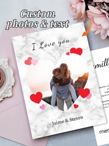 1pc Customized Photo Funny Card, "I Love You" Photo Card | Valentine's Day Card | Personalized Card, Couple Gift, Anniversary Card, Gift For Her, Printed Design - Multicolor - View 5