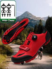2025 Bestseller, MTB Męskie Profesjonalne Buty Rowerowe, Outdoor Mountain Riding Sports Shoes, Antypoślizgowe I Odporne Na Zużycie, Wygodne, Z Szybką Klamrą Zapadkową Kompatybilne Z Pedałami Systemu SPD, Odpowiednie Do Różnych Środowisk - Burgund - Zobacz 3
