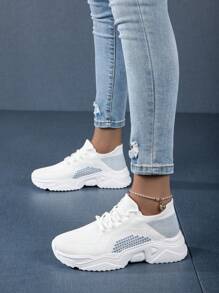 Women's Outdoor Bicolor Soft Bottom Wide Fit Fashion Casual Sports Shoes, Lightweight & , Suitable For Driving