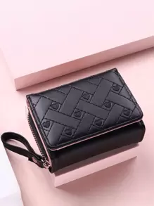 Ladies Wallet Fashion Embroidered Heart Zipper Coin Purse Short Multi-Card Tri-Fold Card Holder For Women Wallet Mini Wallet Purse Wallet Small Wallet - Multicolor - View 2