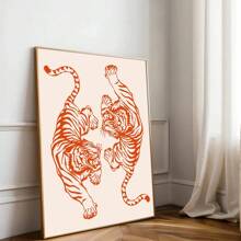 1 pezzo cartellone vintage divertente con tigre senza cornice, opera d'arte stile estetico dopamina, decorazione di , stampa su tela vintage minimalista, per camera da letto, appartamento, soggiorno, sala da pranzo, decorazione moderna per la casa