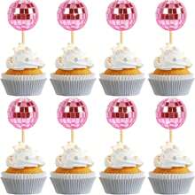 5 件迪斯科球蛋糕装饰反光镜球蛋糕装饰适用于 70 年代迪斯科主题派对装饰生日节日派对装饰