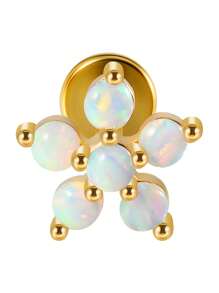 1PC Stainless Steel Opal Flower Ear Tragus Cartilage Piercing Five Prong Opal Cz Crown Labret Ring Lobe Earrings Helix Piercing