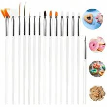15pcs Cake Decorating DIY Brush Set, Baking Decorating Tools Suitable For Candy, Cookies, Chocolate, Frosting, Cake Decorations - Multicolor - View 10