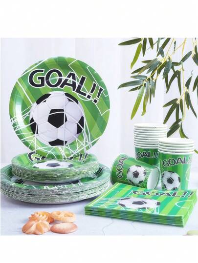 68 Piece Set, Football Themed Disposable Birthday Party Plates, Disposable Party Paper Plates, Disposable Cutlery Sets, Plates, Themed Party Paper Plates, Referring To Birthday Parties, Daily Gatherings, Picnics And Camping, Holiday Parties, Holiday Supplies, Maternal Love, Party Gifts, And Children's Surprises. Party Supplies, Party Decorations, Perfect Gifts, European Cup, World Cup, Copa America, Football, Sports, Sports Enthusiasts, Sports