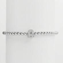 Pulseira com Contas Iniciais de 4mm A-Z, Revestida a Ouro 18K com Micro Pavê de CZ, Formato de Balão Bolha, Cordão Elástico, Joia Simples para Presente Feminino