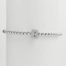 Pulseira com Contas Iniciais de 4mm A-Z, Revestida a Ouro 18K com Micro Pavê de CZ, Formato de Balão Bolha, Cordão Elástico, Joia Simples para Presente Feminino