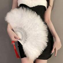 Foldable Feather Fan Marabou Feather Vintage Flapper Hand Fan Fan For 1920s Gatsby Party Party Dancing Decoration - Multicolor - View 3