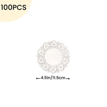 100pcs White Paper Lace Placemats, Decorative Disposable Placemats, Suitable For Desserts, Fried Foods, Wedding Tableware Decor, Cake Packaging - Round/Oval/Rectangular/Heart Shaped - White - View 19
