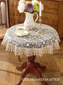 1 Khăn trải bàn tròn bằng vải Organza, có viền ren tan trong nước, thêu tinh xảo, thích hợp cho nhà bếp, phòng ăn, phòng khách, có nhiều kích cỡ, chống bẩn, có thể dùng để trang trí nhà cửa, lễ hội, tiệc tối ngoài trời, dã ngoại - Màu be - Xem 2