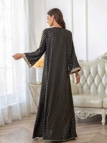 Women's Clothing Spring And Summer New Bronzing Dubai Robe - Black - View 4