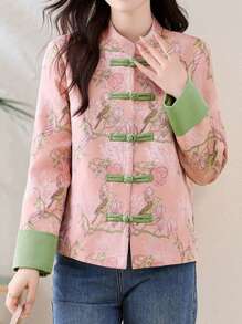 中国新年短款外套，女士龙爪扣旗袍式短款西装外套，轻便、充满文化气息、时尚，适合春秋季节及日常办公穿着。 - 彩色 - 查看 3